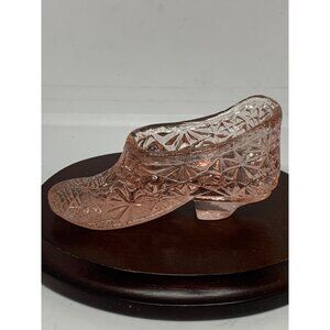 Vtg Boyd Glass Honeycomb Pink Slipper Shoe 3.25" Long